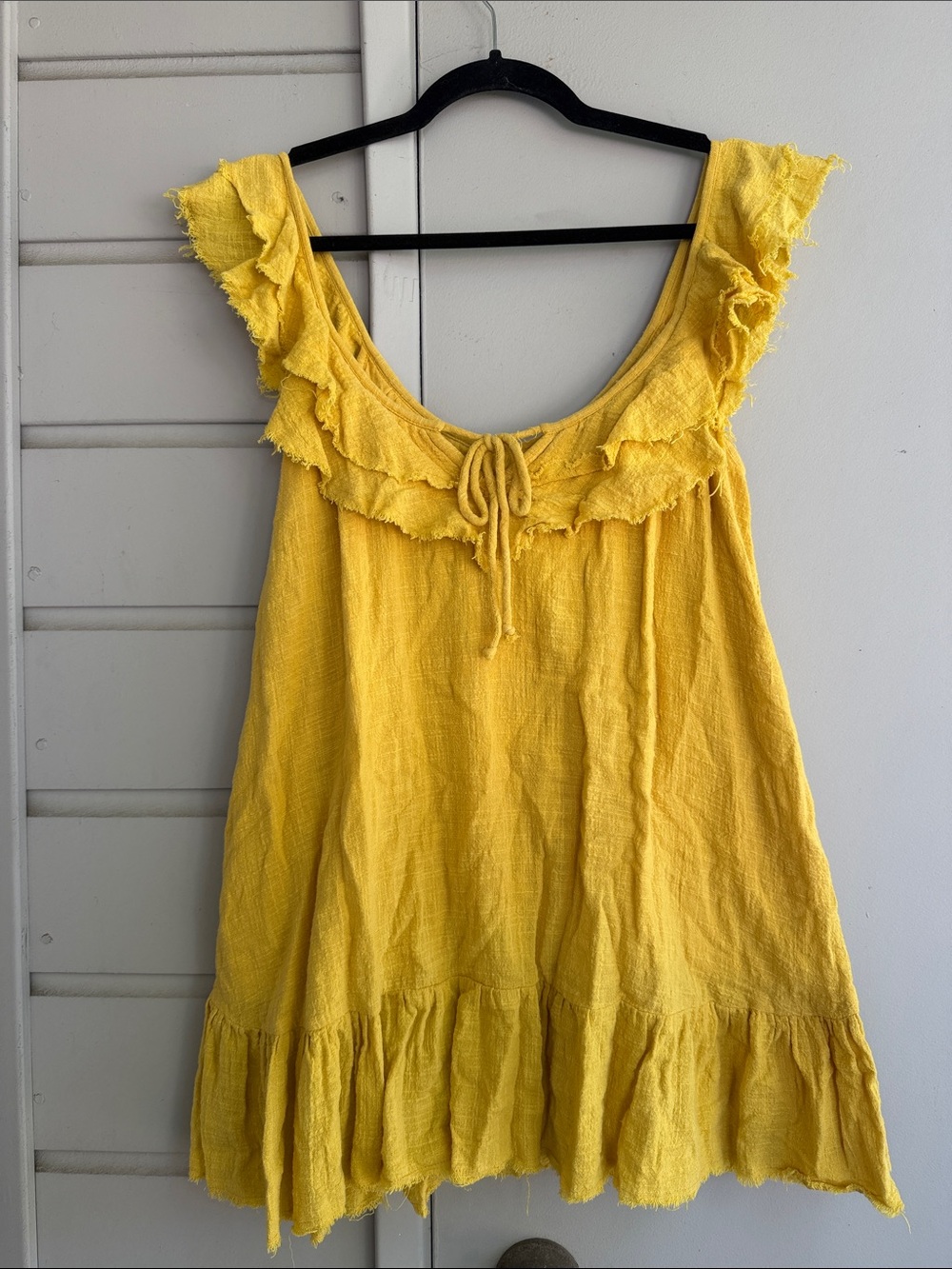 Yellow Ruffled Scoop-Neck Women's Mini Dress